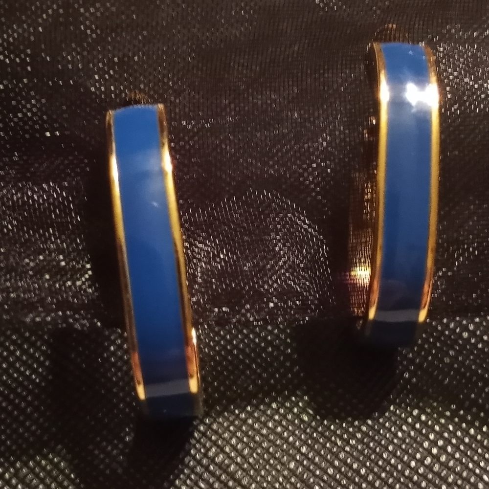 Monet gold trimmed enamel hooped earrings